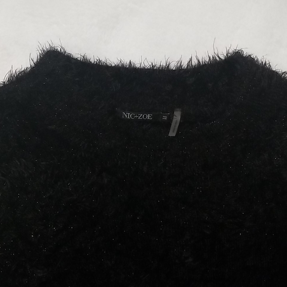 Nic+Zoe brand new faux fur shimmery top 3/4 sleeve - Picture 2 of 2